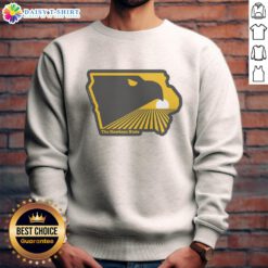 Cozy Top The Hawkeye State Iowa sweatshirt featuring bold Iowa graphic design, perfect for fans and chilly days.