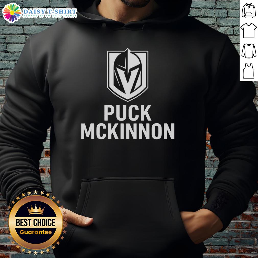Top Vegas Golden Knights Ice Hockey Puck McKinnon Logo Hoodie displayed on a neutral background for fan apparel.