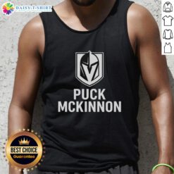Top Vegas Golden Knights ice hockey puck and McKinnon logo on a stylish tank top design for fans.