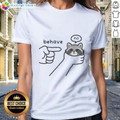 Funny rebellious raccoon sketch on a ladies tee, perfect for meme lovers and casual wear enthusiasts.