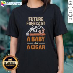 Awesome Future Forecast tee featuring a baby and cigar lover, perfect for new dads on Father's Day.
