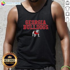Alt Text: Awesome Georgia Bulldogs NCAA text logo stack mascot tank top for fans, featuring vibrant team colors and stylish design.