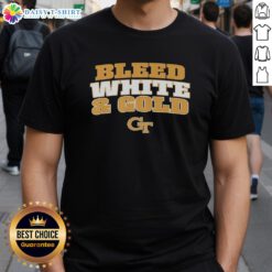 Alt Text: Georgia Tech Yellow Jackets NCAA Bleed White and Gold T-Shirt featuring vibrant team colors and logo design.