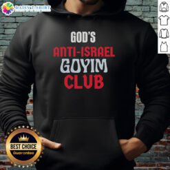 Vintage Awesome Gods Anti-Israel Goyim Club Hoodie featuring bold graphic design and casual style for unique fashion.