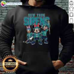 Alt Text: Awesome New York Sirens cartoon team ice hockey hoodie featuring vibrant graphics and team logo, perfect for fans.