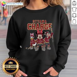 Awesome Ottawa Charge cartoon team ice hockey sweatshirt featuring vibrant graphics and a comfortable design.