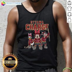 Awesome Ottawa Charge cartoon team ice hockey tank top featuring vibrant graphics and sporty design.