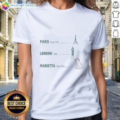 Awesome Paris has the Eiffel Tower, London has Big Ben, Marietta has the Big Chicken Ladies tee shirt design.