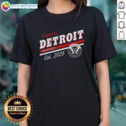 Awesome PWHL Detroit Hockey Est 2026 Ladies Tee showcasing support for the Detroit Professional Women's Hockey League.
