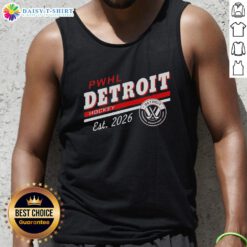 Awesome PWHL Detroit Hockey Est 2026 tank top featuring team logo, perfect for fans of the Detroit Professional Women's Hockey League.