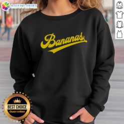 Alt Text: Awesome sporty varsity style bananas sweatshirt in vibrant colors, perfect for casual wear and trendy outfits.