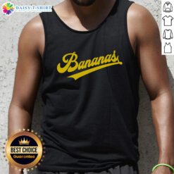 Alt Text: Awesome sporty varsity style bananas tank top in vibrant colors, perfect for casual summer outings and athletic wear.