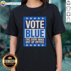 Awesome Vote Blue Fire Every Maga Out Of Office Ladies Tee featuring bold graphics and vibrant colors.