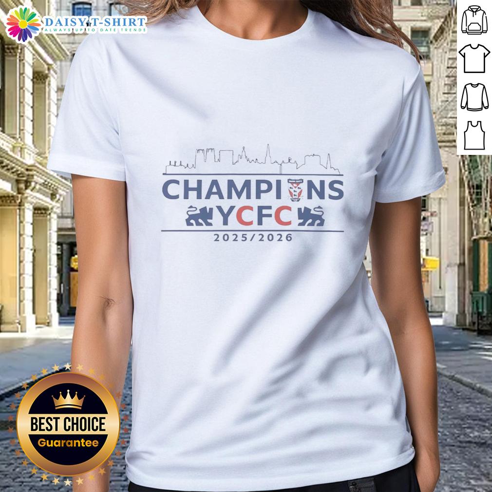 Awesome York City Football Club Champions Ladies Tee showcasing team pride and style for female fans.