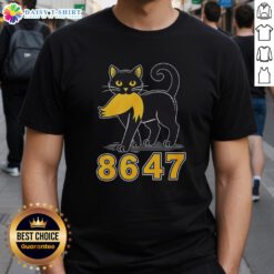 Good Black Cat 8647 Anti Trump T-Shirt featuring a playful cat design with a political message for cat lovers.