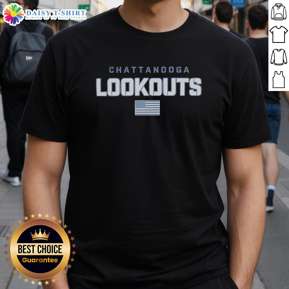 Good Chattanooga Lookouts Patriotic Spirit T-Shirt featuring American flag design, celebrating team pride since 1909.