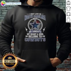 Alt Text: Dallas Cowboys hoodie with text 'My heart belongs to Cowboys' perfect for fans living in North Carolina on game days.