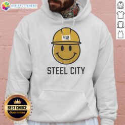 Good Icon Steel City 412 Smiley Hardhat Hoodie featuring a vibrant smiley design for stylish workwear and casual fashion.