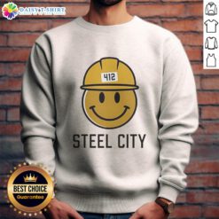 Good Icon Steel City 412 Smiley Hardhat Sweatshirt showcasing a cheerful design perfect for work or casual wear.