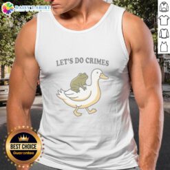 Good Let's Do Crime tank top featuring a silly duck and frog design, perfect for fun fashion lovers and quirky style enthusiasts.