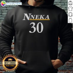 Alt Text: Nneka Ogwumike wearing a Los Angeles Sparks 'Bet On Women' jersey 30 hoodie, showcasing team spirit and style.