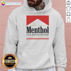 Child in a red hoodie expressing dislike for menthol cigarettes; a plea to avoid smoking around him.