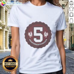 Hot Quarterback Your Health 5 logo on a stylish ladies tee, perfect for sports fans and health enthusiasts.