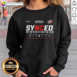 Hot-Synced Carolina Hurricanes Sound The Siren 2025 Playoffs Hockey R261 Sweatshirt in vibrant red and black colors.