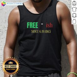 Nice Free-ish Since June 19, 1865 Sarcastic Tank Top featuring bold text on a stylish design for casual wear.