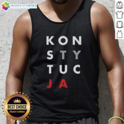 Nice Konstytucja logo tank top design featuring bold graphics and vibrant colors, perfect for casual summer wear.
