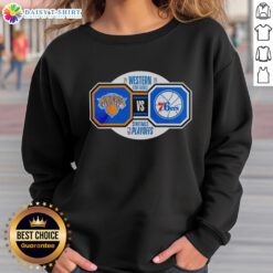 2026 NBA Playoffs sweatshirt featuring Nice New York Knicks vs Philadelphia 76ers design for Western Conference Semifinals.