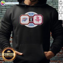 2026 NBA Playoffs hoodie featuring Oklahoma City Thunder vs Houston Rockets in Western Conference Semifinals design.