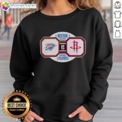 2026 NBA Playoffs sweatshirt featuring Oklahoma City Thunder vs Houston Rockets in Western Conference Semifinals.