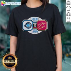 Orlando Magic vs Cleveland Cavaliers 2026 NBA Playoffs Eastern Conference Semifinals ladies tee design featuring team logos.