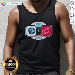 Orlando Magic vs Cleveland Cavaliers 2026 NBA Playoffs tank top, showcasing vibrant team colors and playoff excitement.