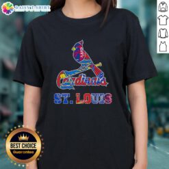 Stylish ladies tee featuring a mashup of St. Louis Cardinals, Blues, City SC, and Battlehawks sports logos.
