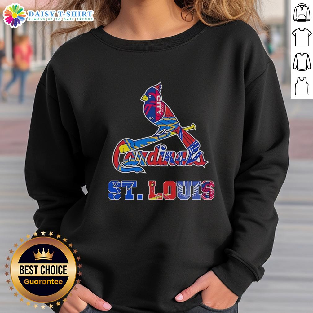 St. Louis Cardinals, Blues, City SC, and Battlehawks logo mashup sweatshirt design for sports fans.