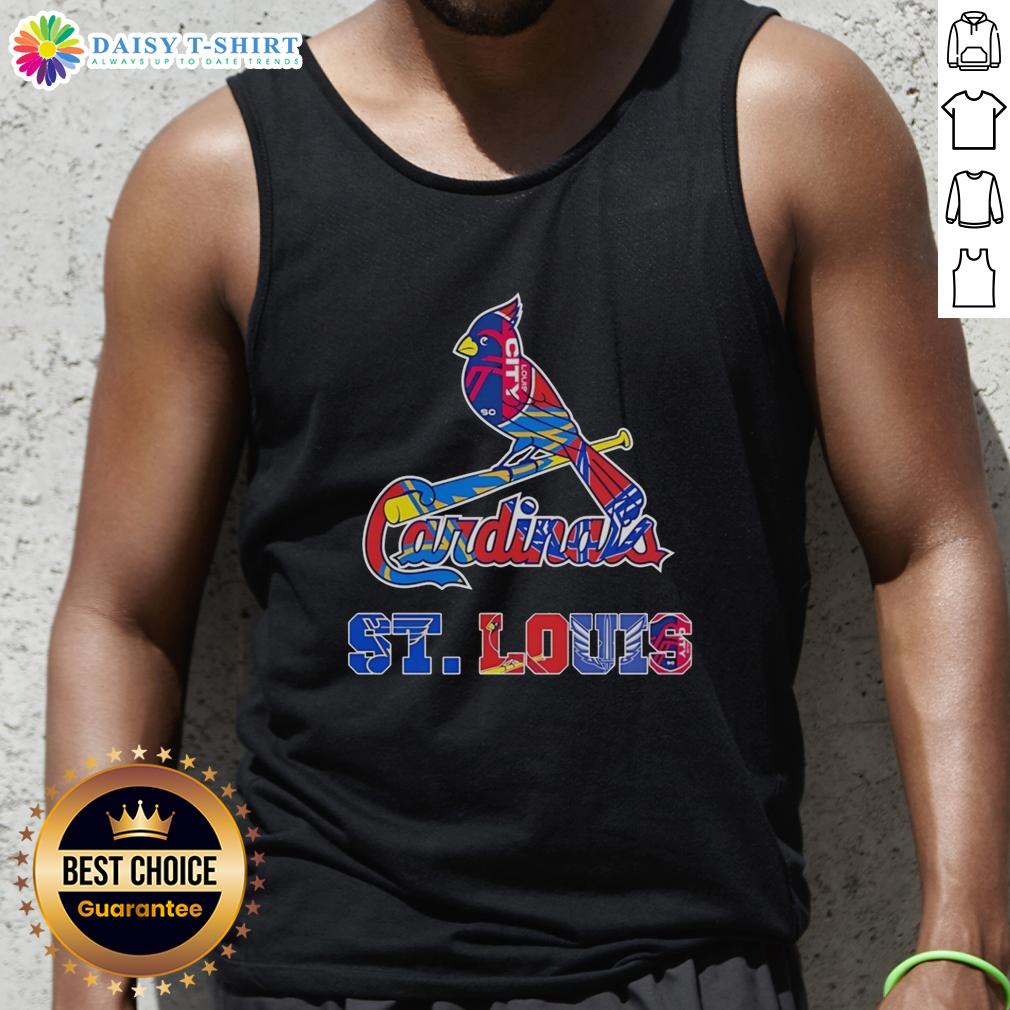 Stylish tank top featuring a mashup of St. Louis Cardinals, Blues, City SC, and Battlehawks sports logos.
