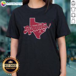 Retro Texas A&M Aggies Howdy tee featuring a colorful Aggieland map, perfect for fans of Texas A&M style.