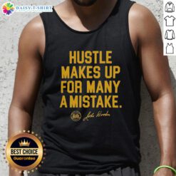 UCLA Bruins basketball tank top featuring John Wooden's quote on hustle and overcoming mistakes, perfect for fans.