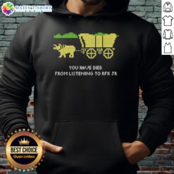 Retro hoodie featuring 'Nice-You-Have-Died-From-Listening-Rfk-Jr' design inspired by The Oregon Trail.