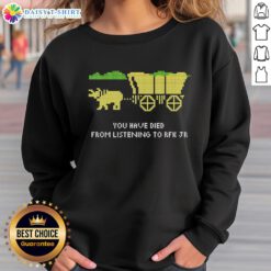 Retro sweatshirt featuring 'Nice You Have Died From Listening RFK Jr' inspired by The Oregon Trail video game.