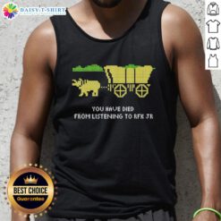 Retro tank top featuring 'Nice, You Have Died From Listening RFK Jr.' inspired by The Oregon Trail game.