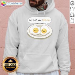 Official 'I'm Glad You Eggsist' hoodie in vibrant colors, perfect for egg lovers and casual wear enthusiasts.