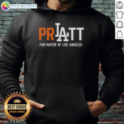 Official Pratt for Mayor Los Angeles 2026 hoodie showcasing campaign logo and vibrant design, perfect for supporters.
