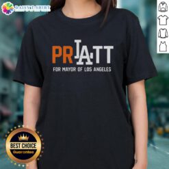 Official Pratt for Mayor Los Angeles 2026 ladies tee featuring bold campaign logo and stylish design for supporters.