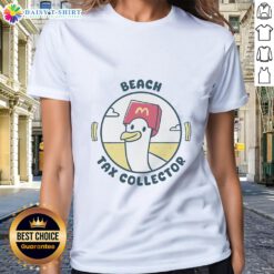 Alt Text: Official Seagull Beach Tax Collector Ladies Tee featuring a stylish design perfect for beach lovers and collectors.