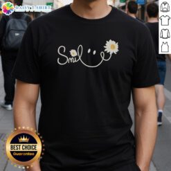 Official Smile Flower T-Shirt featuring a vibrant floral design perfect for casual wear and uplifting style.