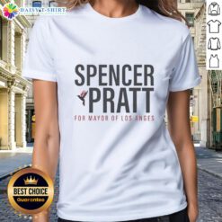 Official Spencer Pratt for Mayor of LA Los Angeles ladies tee showcasing a stylish design for supporters.