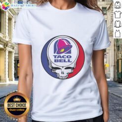 Vintage Taco Bell x Grateful Dead logo ladies tee featuring a colorful graphic design, perfect for fans and collectors.